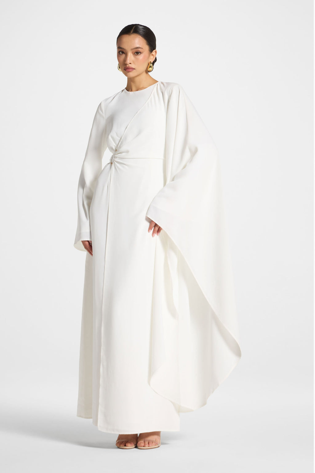 Robe Longue à Manches Asymétriques - Blanc Abayas Modeen