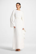 Robe Longue à Manches Asymétriques - Blanc Abayas Modeen