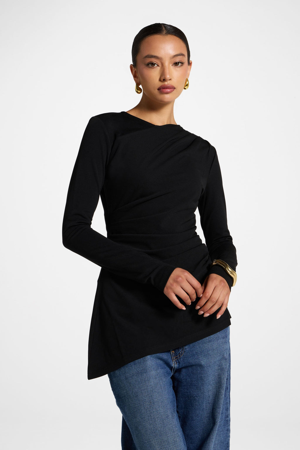 Haut Extensible Asymétrique - Noir Hauts Modeen