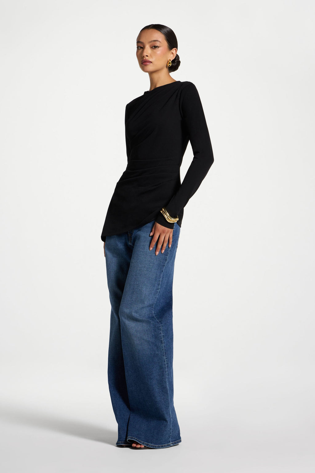 Haut Extensible Asymétrique - Noir Hauts Modeen
