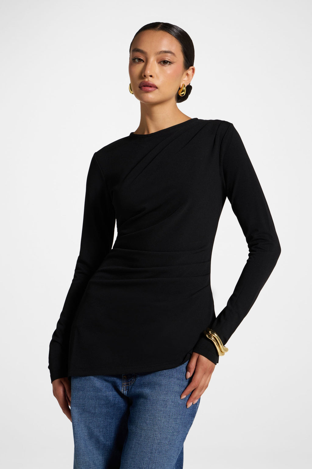 Haut Extensible Asymétrique - Noir Hauts Modeen