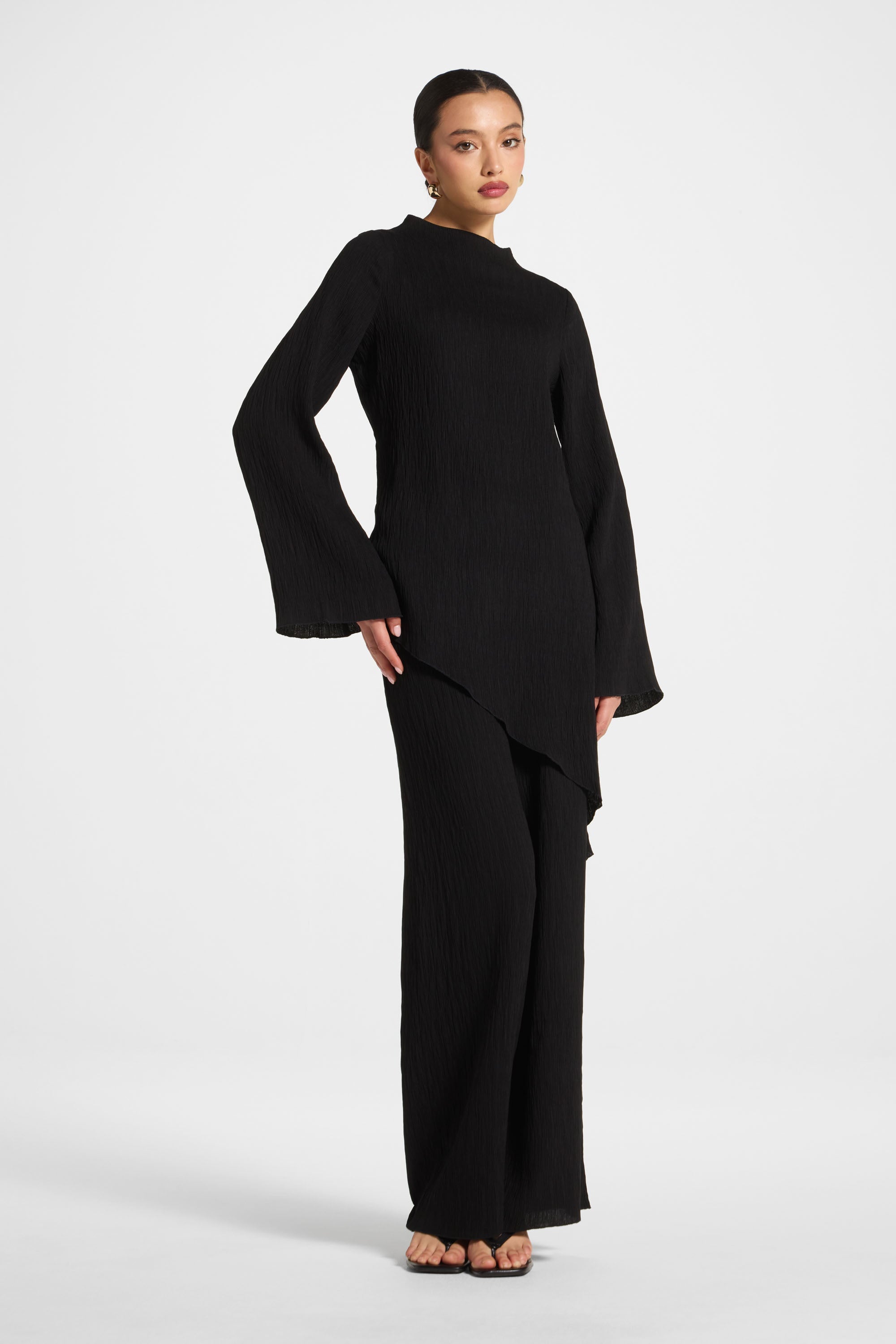 Haut Texturé Asymétrique - Noir Abayas Modeen