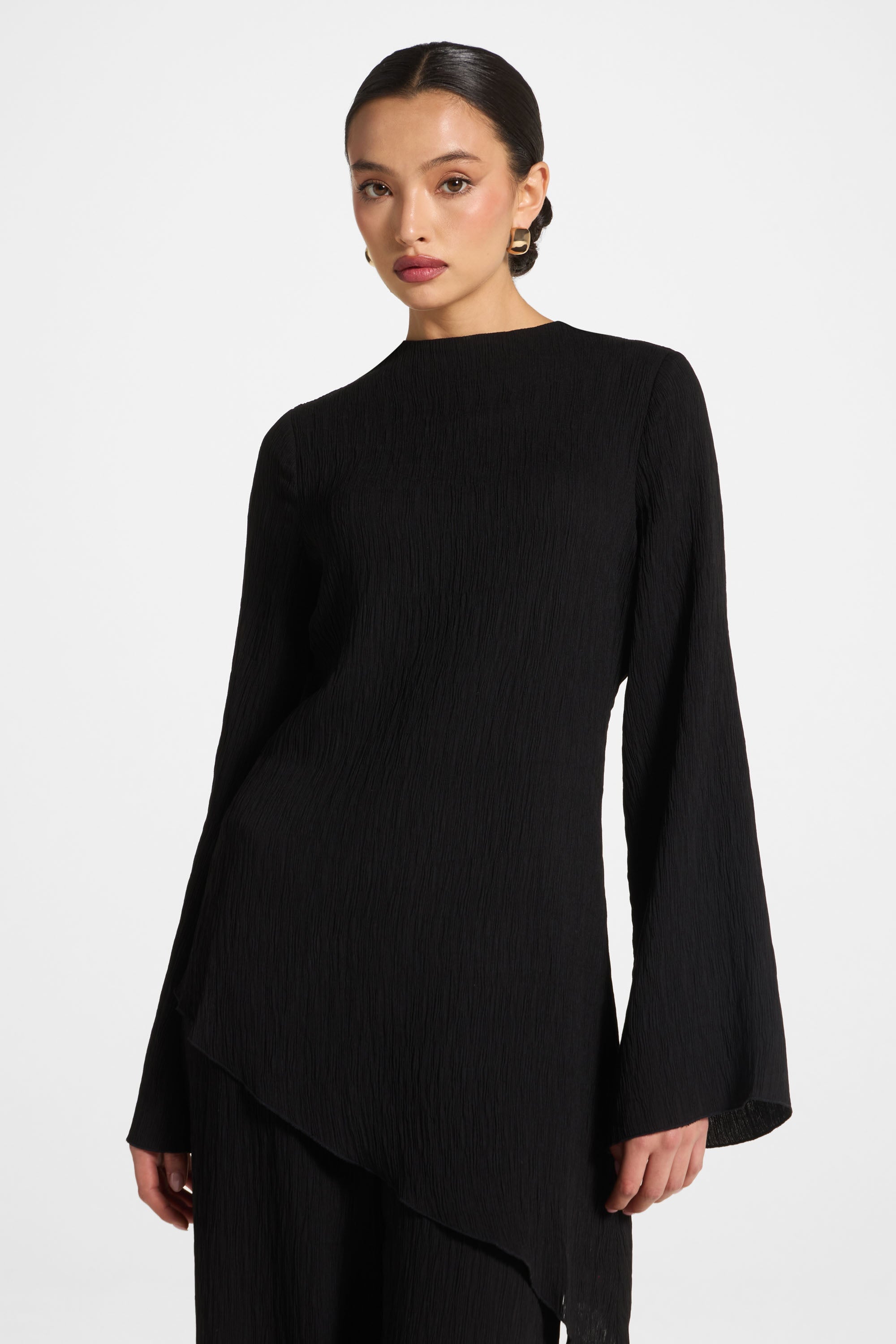 Haut Texturé Asymétrique - Noir Abayas Modeen