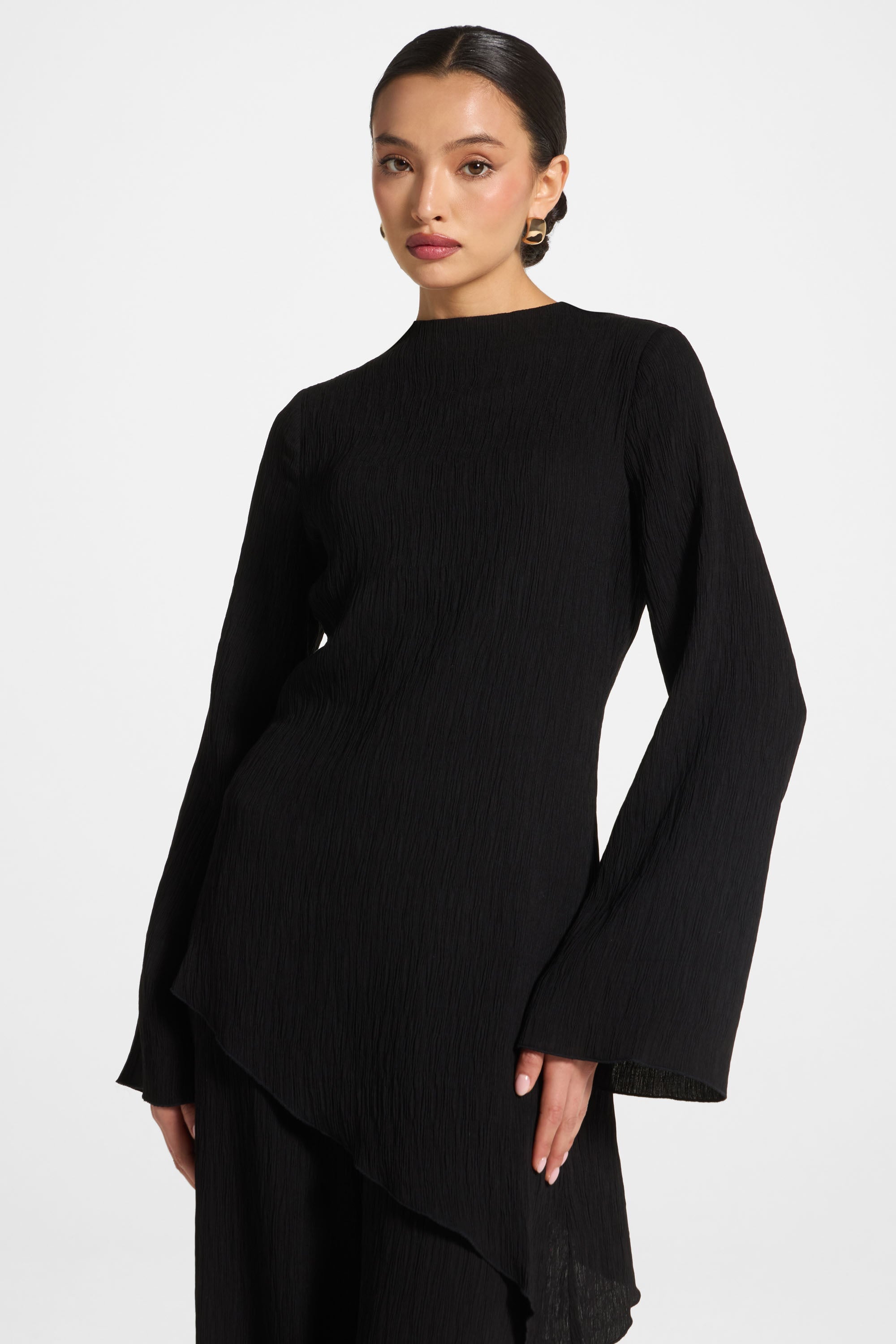 Haut Texturé Asymétrique - Noir Abayas Modeen