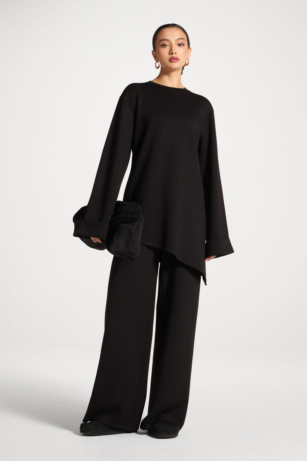 Ensemble Haut & Pantalon Asymétrique - Noir Abayas Modeen