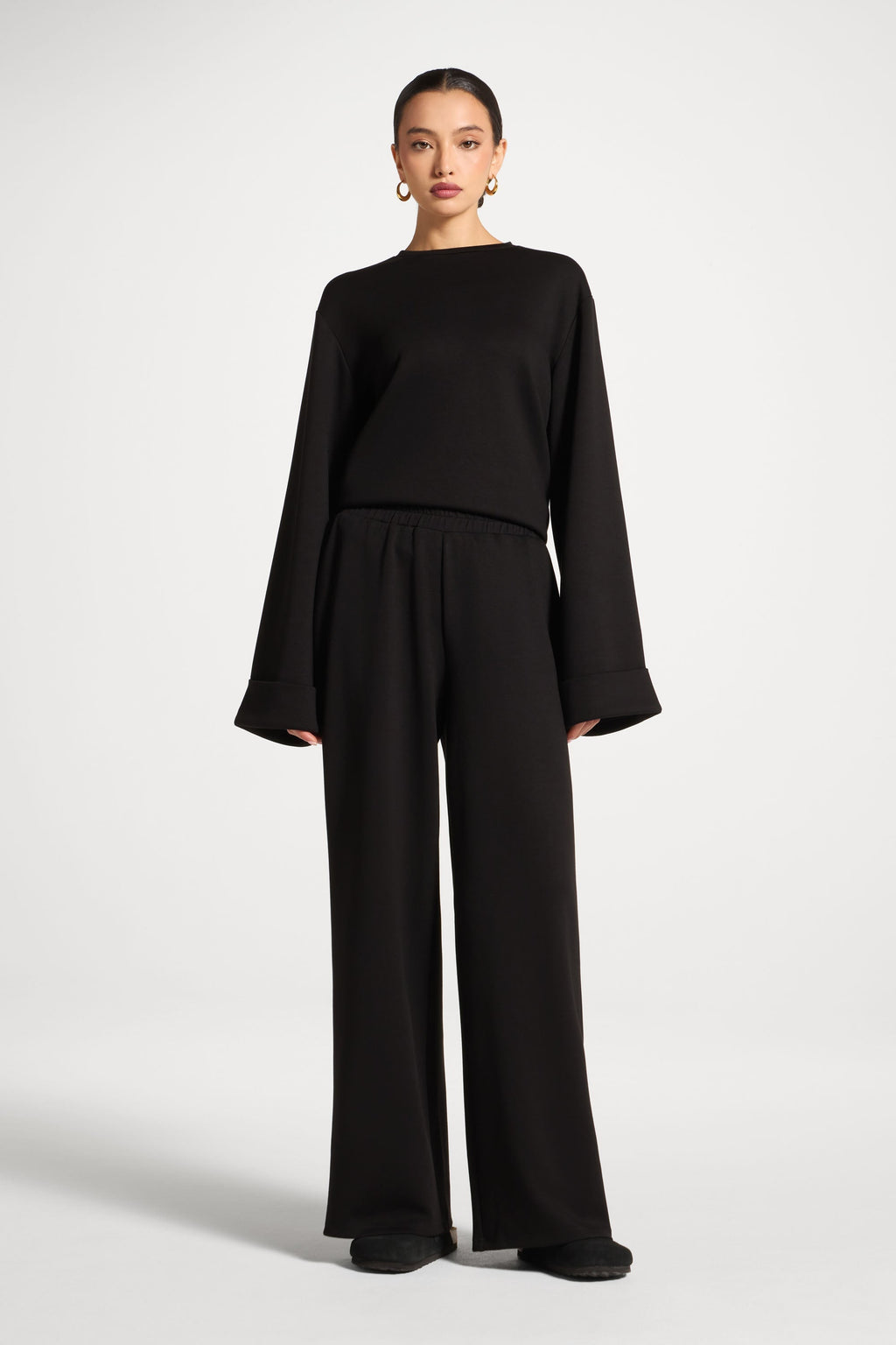 Ensemble Haut & Pantalon Asymétrique - Noir Abayas Modeen