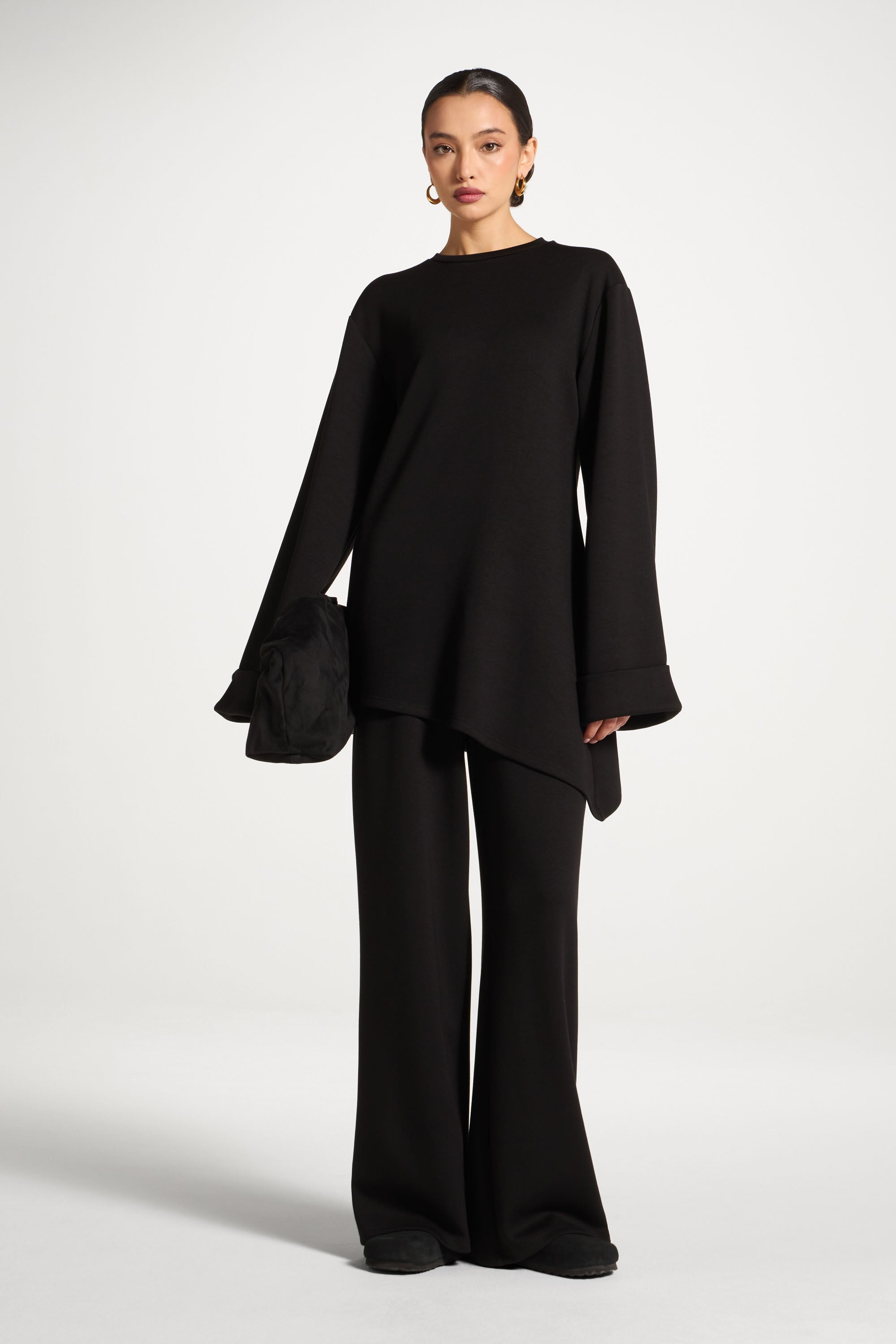 Ensemble Haut & Pantalon Asymétrique - Noir Abayas Modeen