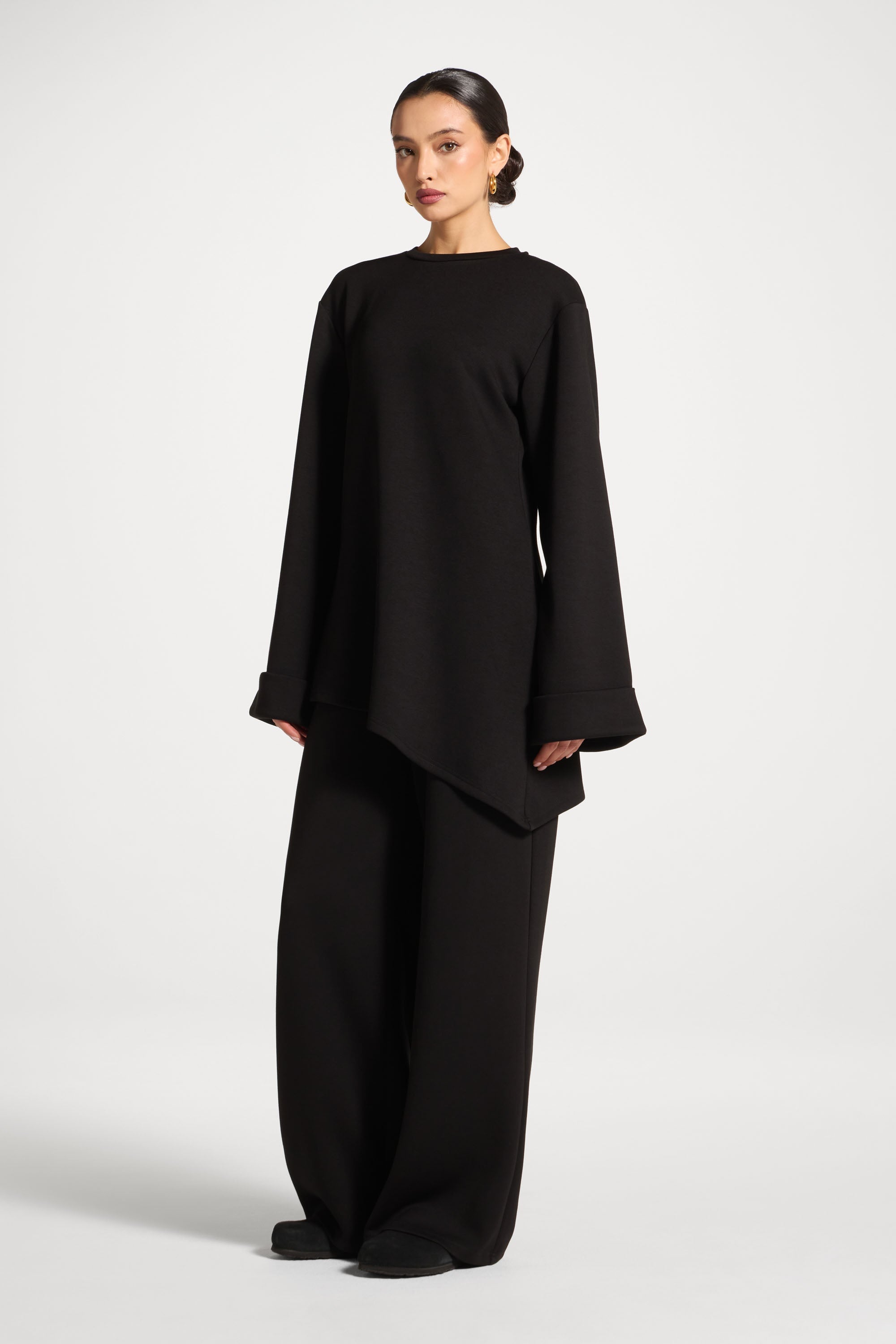Ensemble Haut & Pantalon Asymétrique - Noir Abayas Modeen