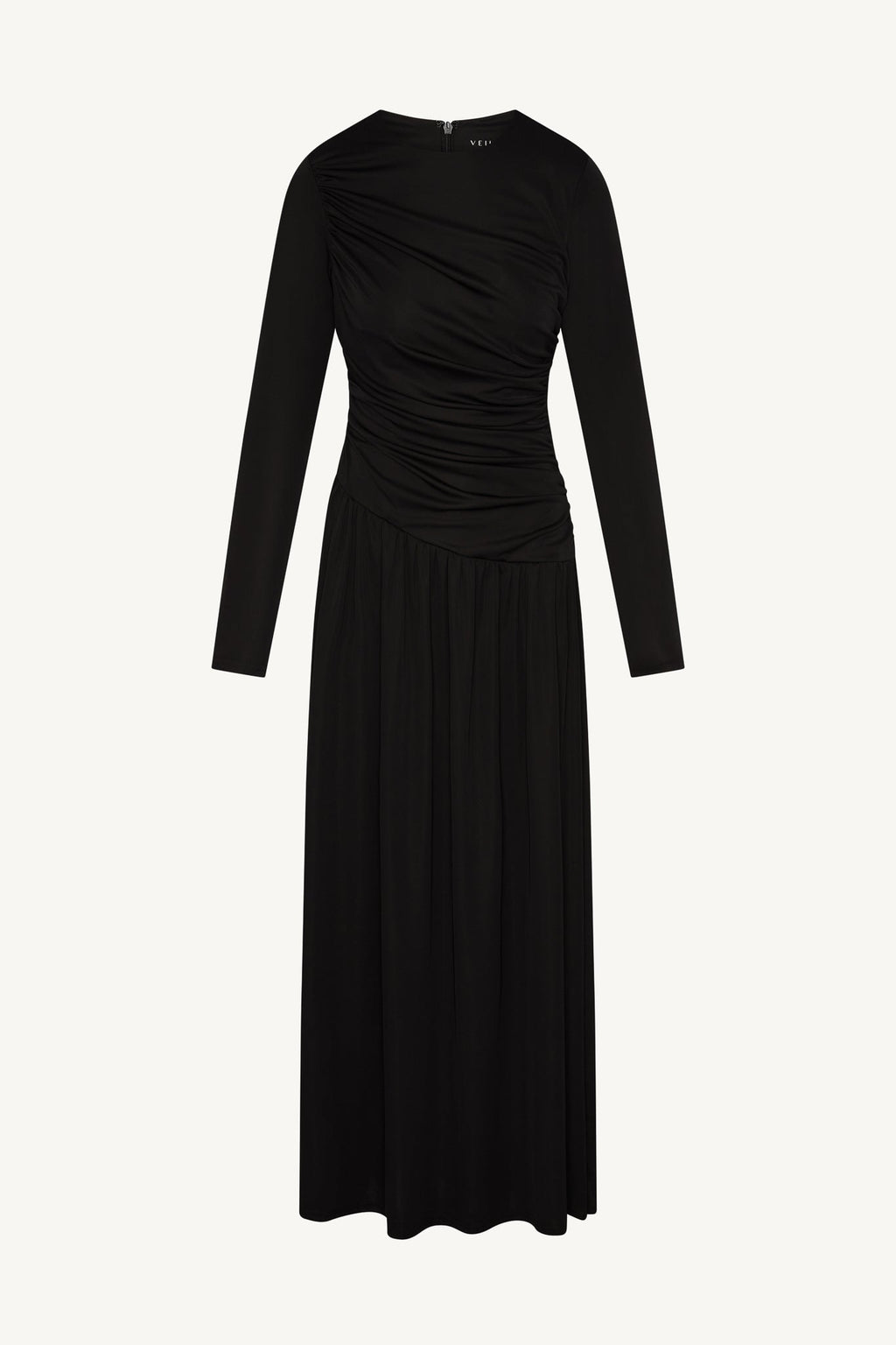 Robe Longue Froncée à Taille Asymétrique - Noir Abayas Modeen