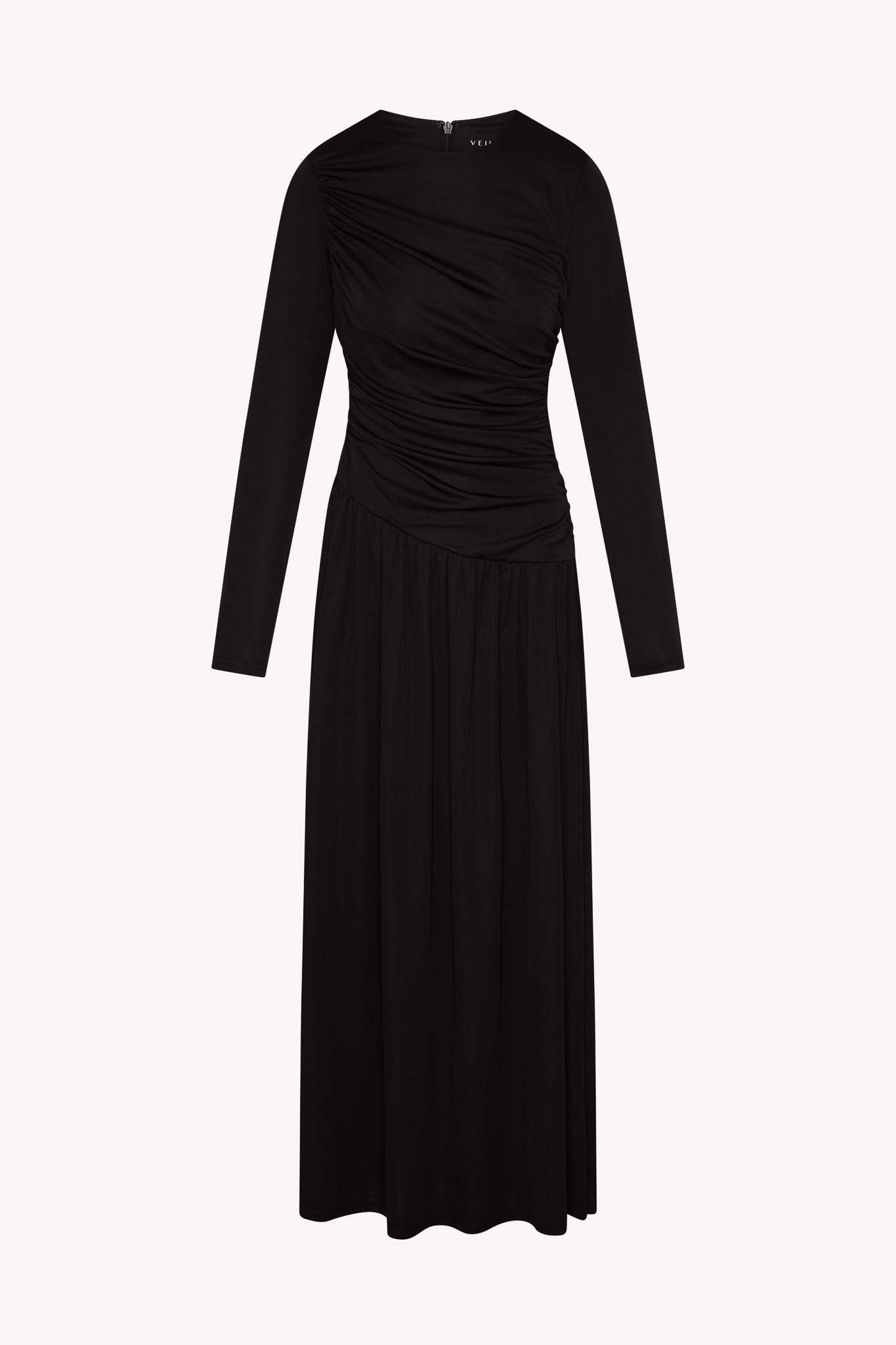Robe Longue Froncée à Taille Asymétrique - Noir Abayas Modeen