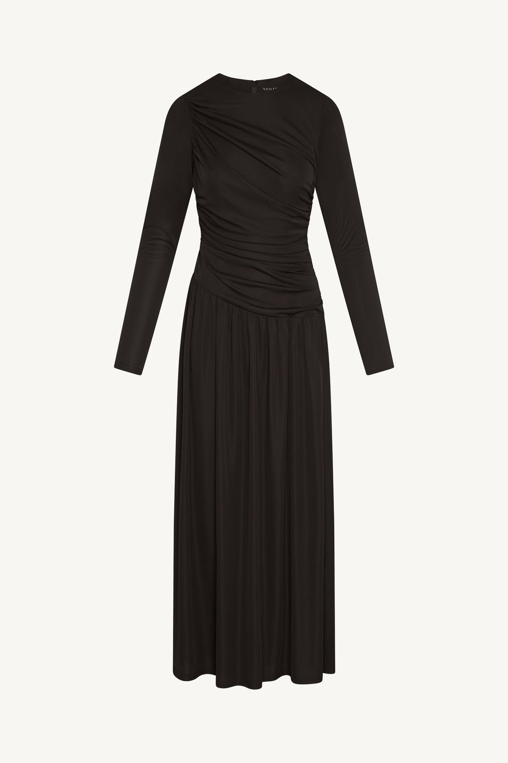 Robe Longue Froncée à Taille Asymétrique - Chocolat Abayas Modeen