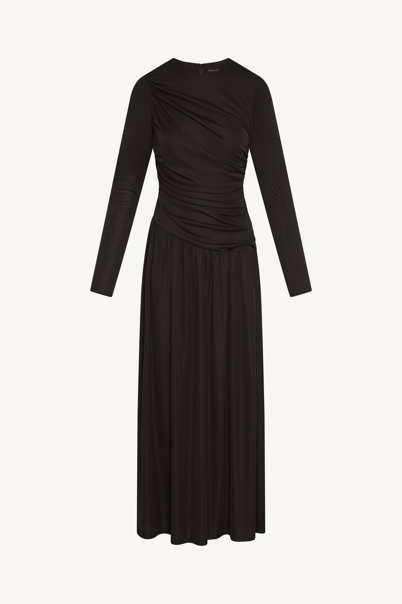Robe Longue Froncée à Taille Asymétrique - Chocolat Abayas Modeen