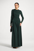 Robe Longue Froncée à Taille Asymétrique - Émeraude Abayas Modeen