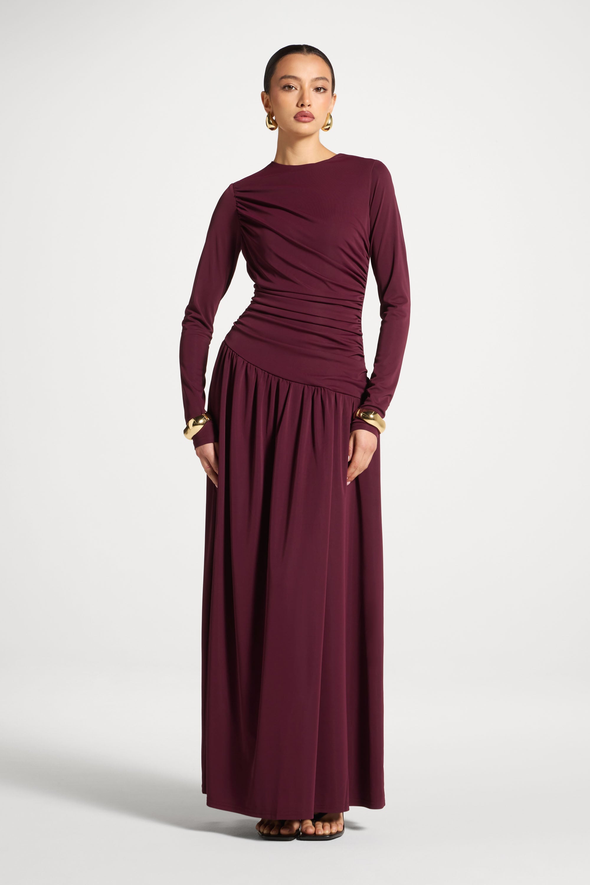 Robe Longue Froncée à Taille Asymétrique - Figue Abayas Modeen