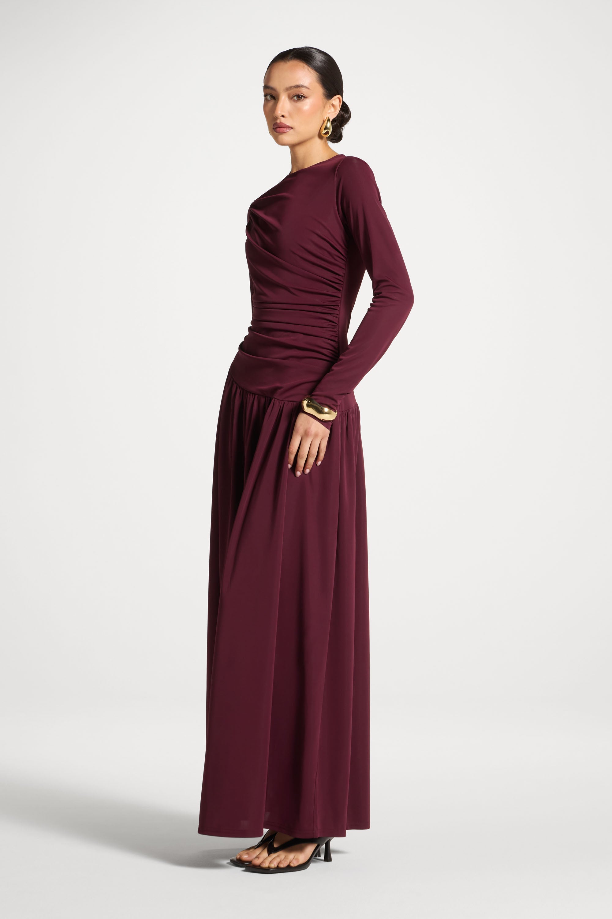 Robe Longue Froncée à Taille Asymétrique - Figue Abayas Modeen