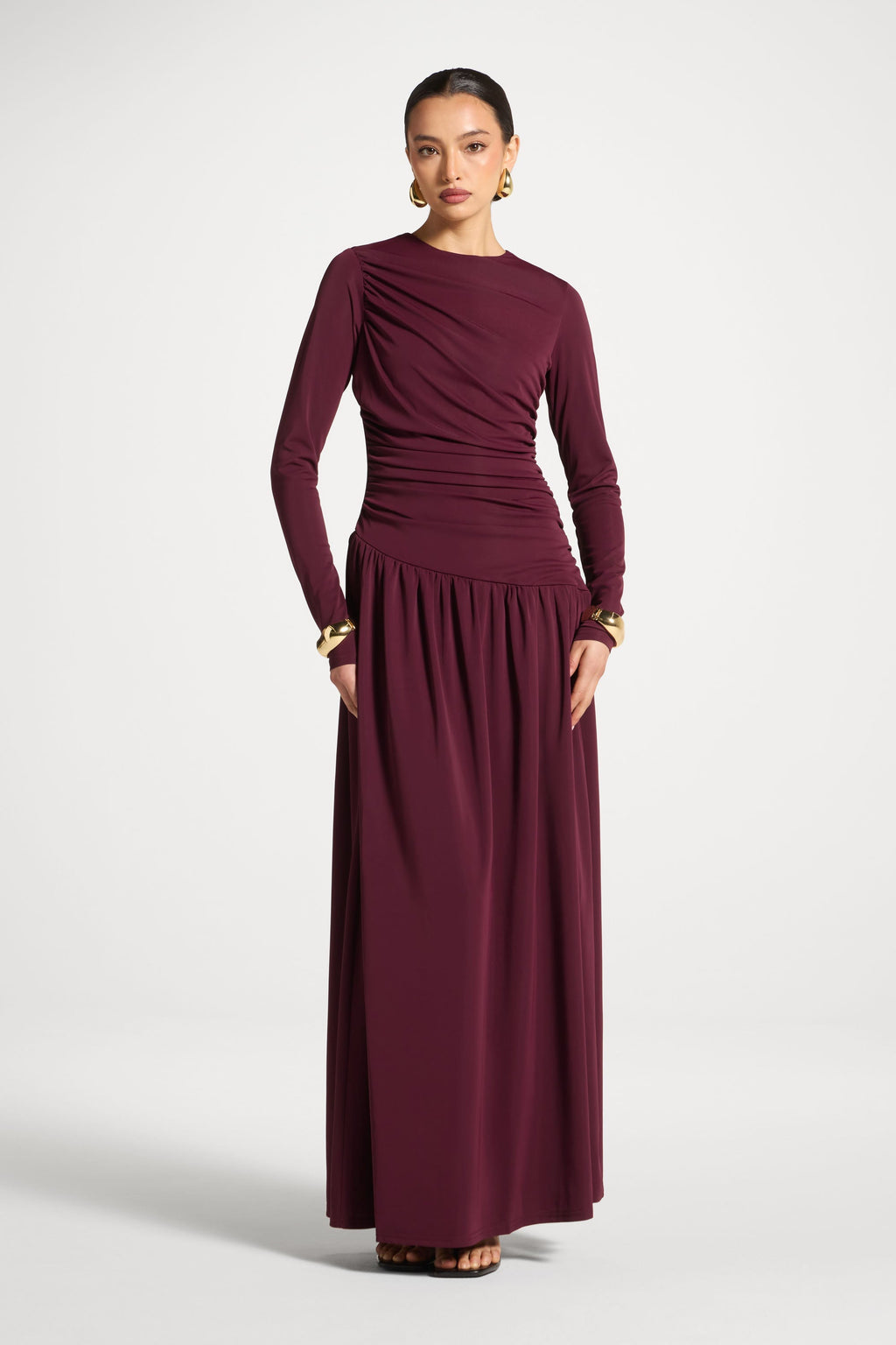 Robe Longue Froncée à Taille Asymétrique - Figue Abayas Modeen