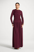 Robe Longue Froncée à Taille Asymétrique - Figue Abayas Modeen