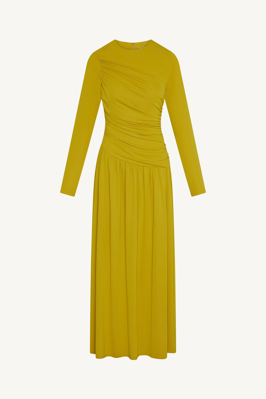 Robe Longue Froncée à Taille Asymétrique - Mangue Menthe Abayas Modeen