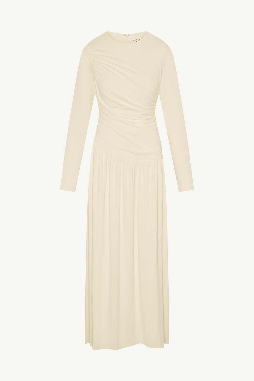 Robe Longue Froncée à Taille Asymétrique - Blanc Abayas Modeen