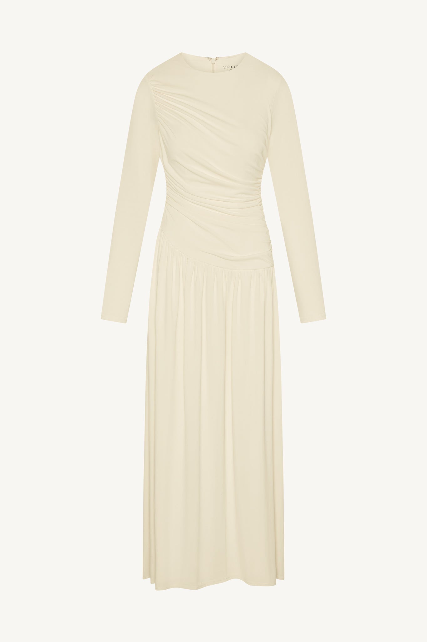 Robe Longue Froncée à Taille Asymétrique - Blanc Abayas Modeen