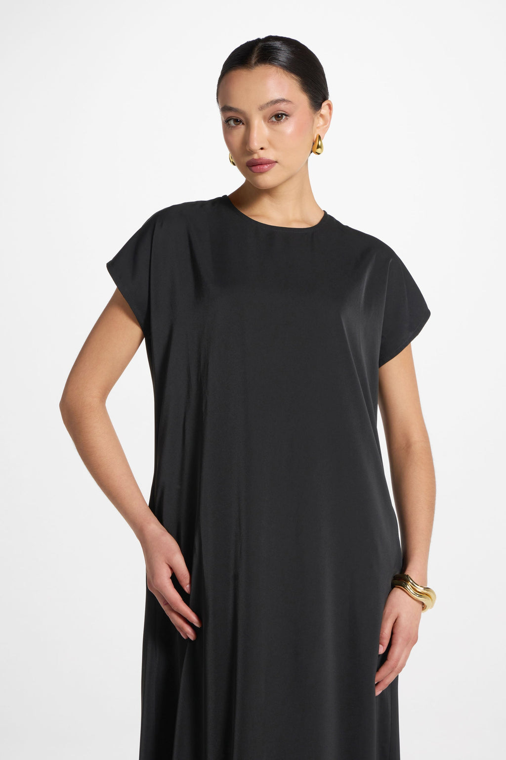 Robe Longue Intérieure à Petites Manches - Noir Abayas Modeen