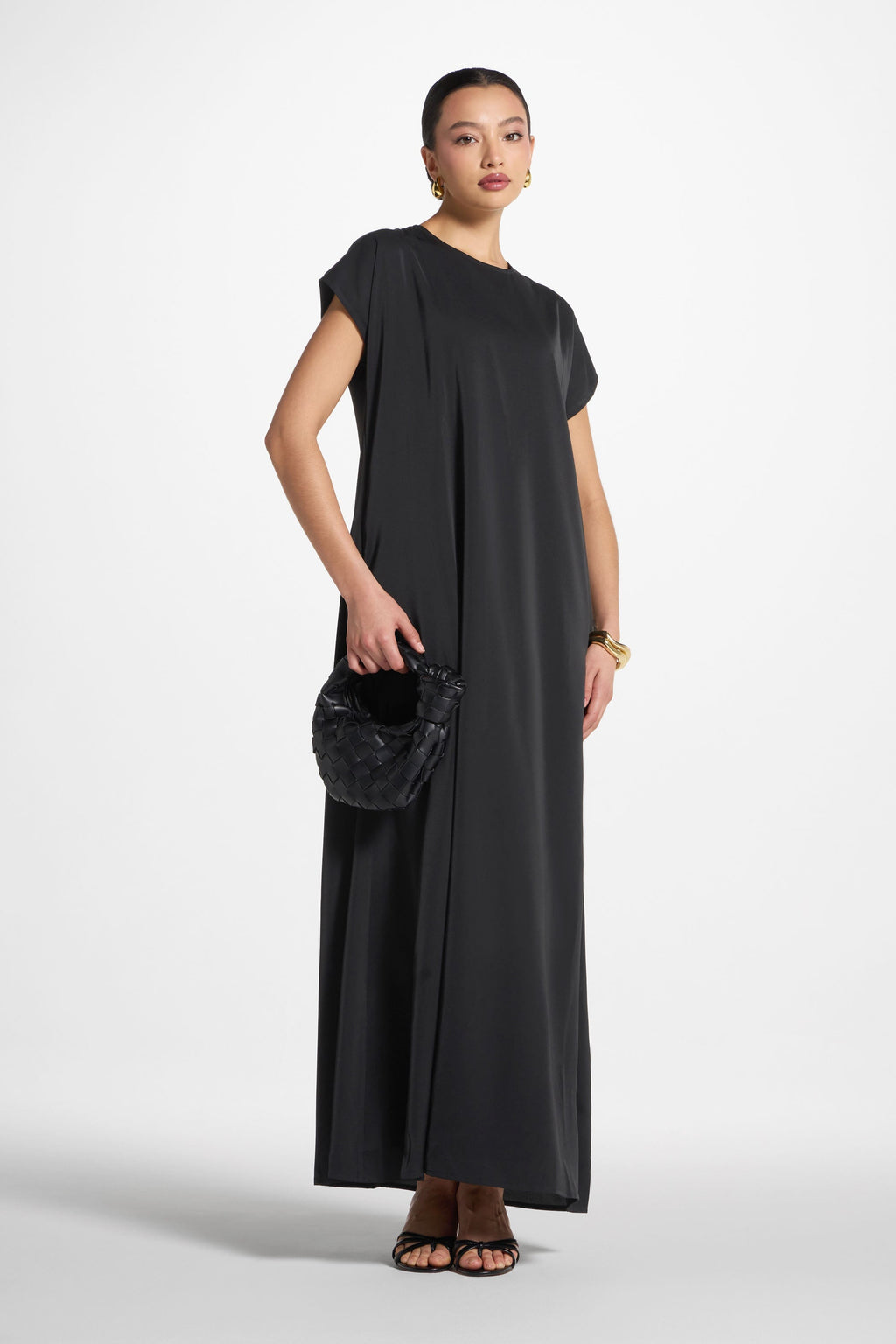 Robe Longue Intérieure à Petites Manches - Noir Abayas Modeen