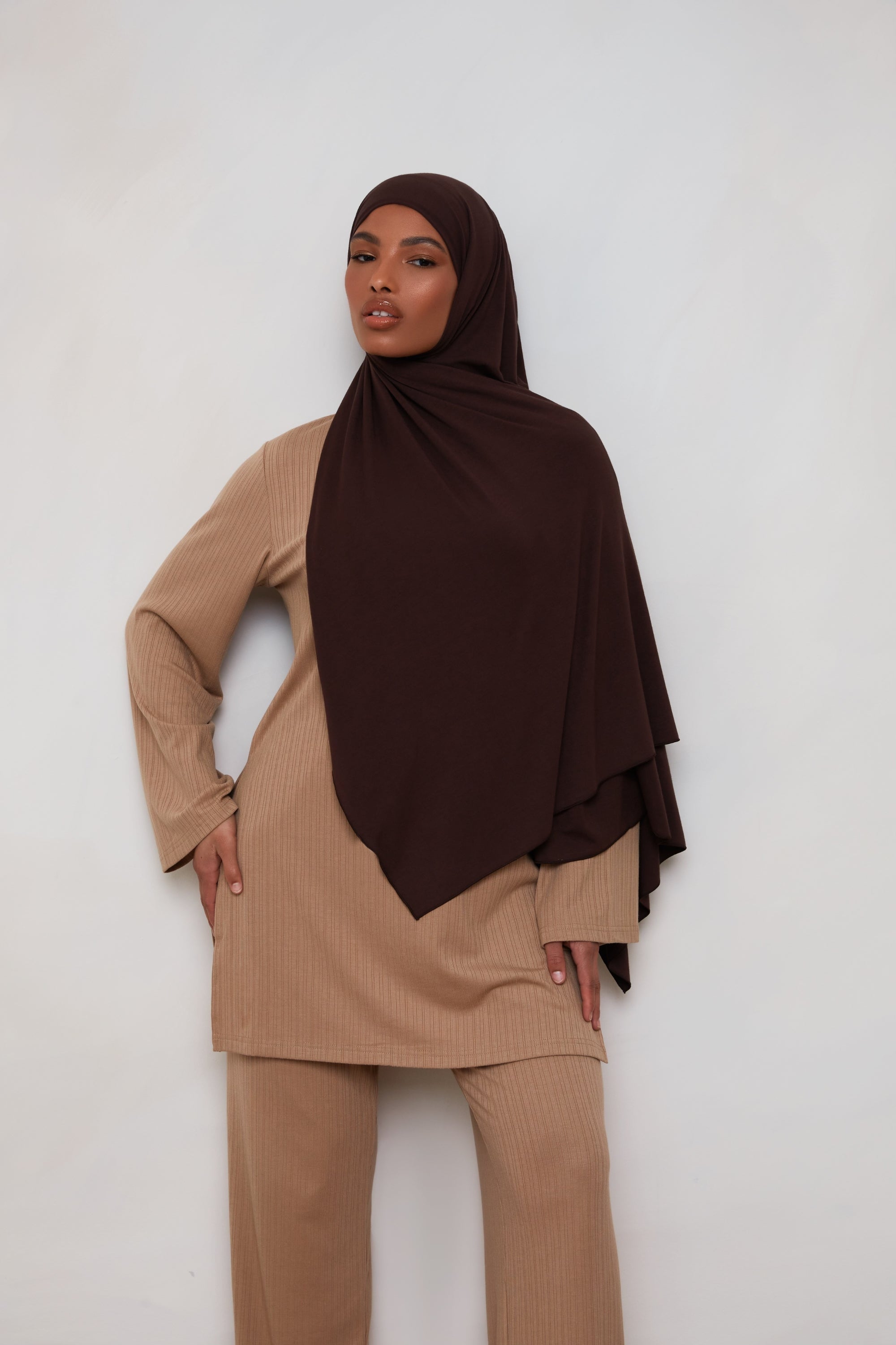 Hijab en Jersey de Bambou - Prune Chocolat Hijabs Modeen
