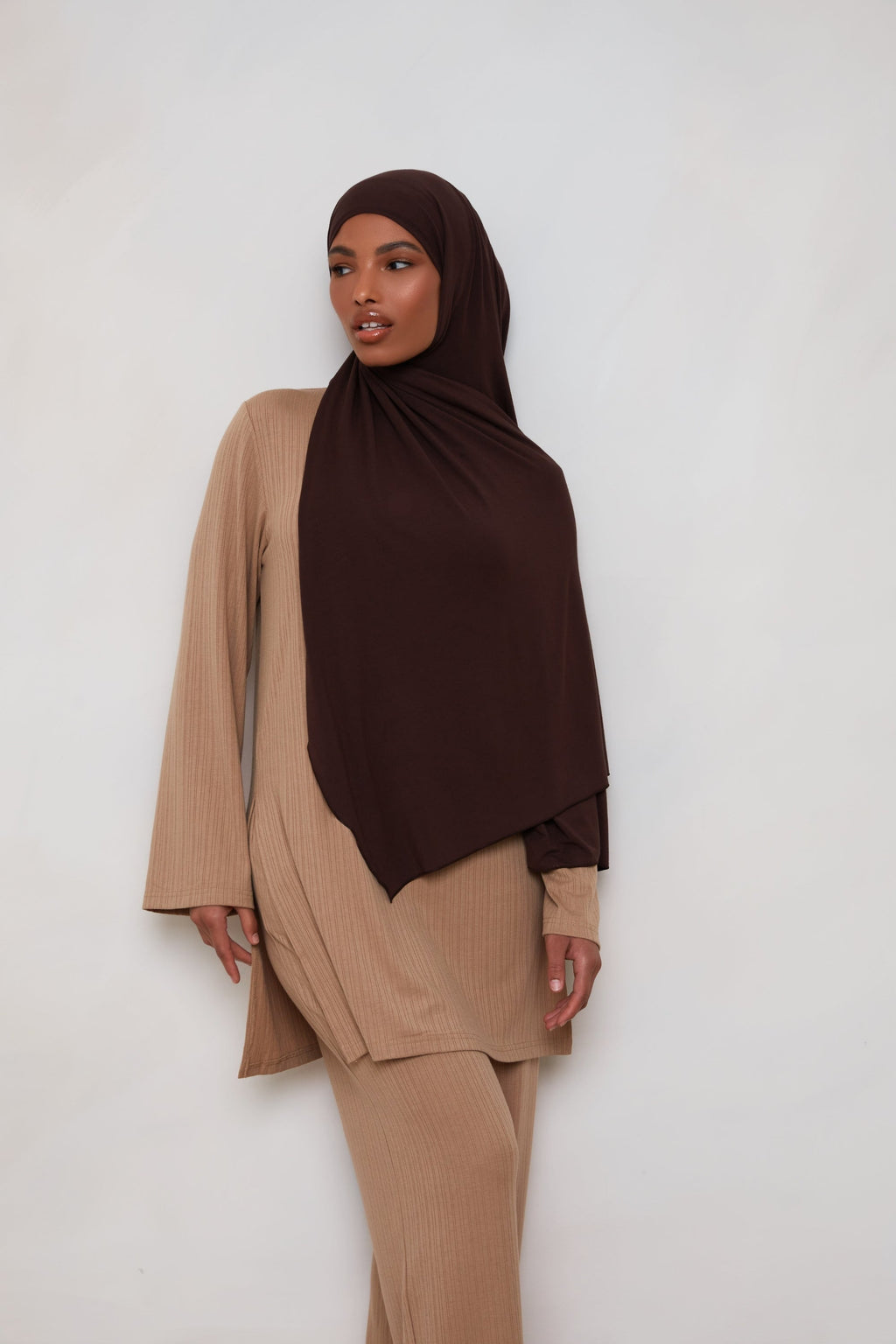 Hijab en Jersey de Bambou - Prune Chocolat Hijabs Modeen