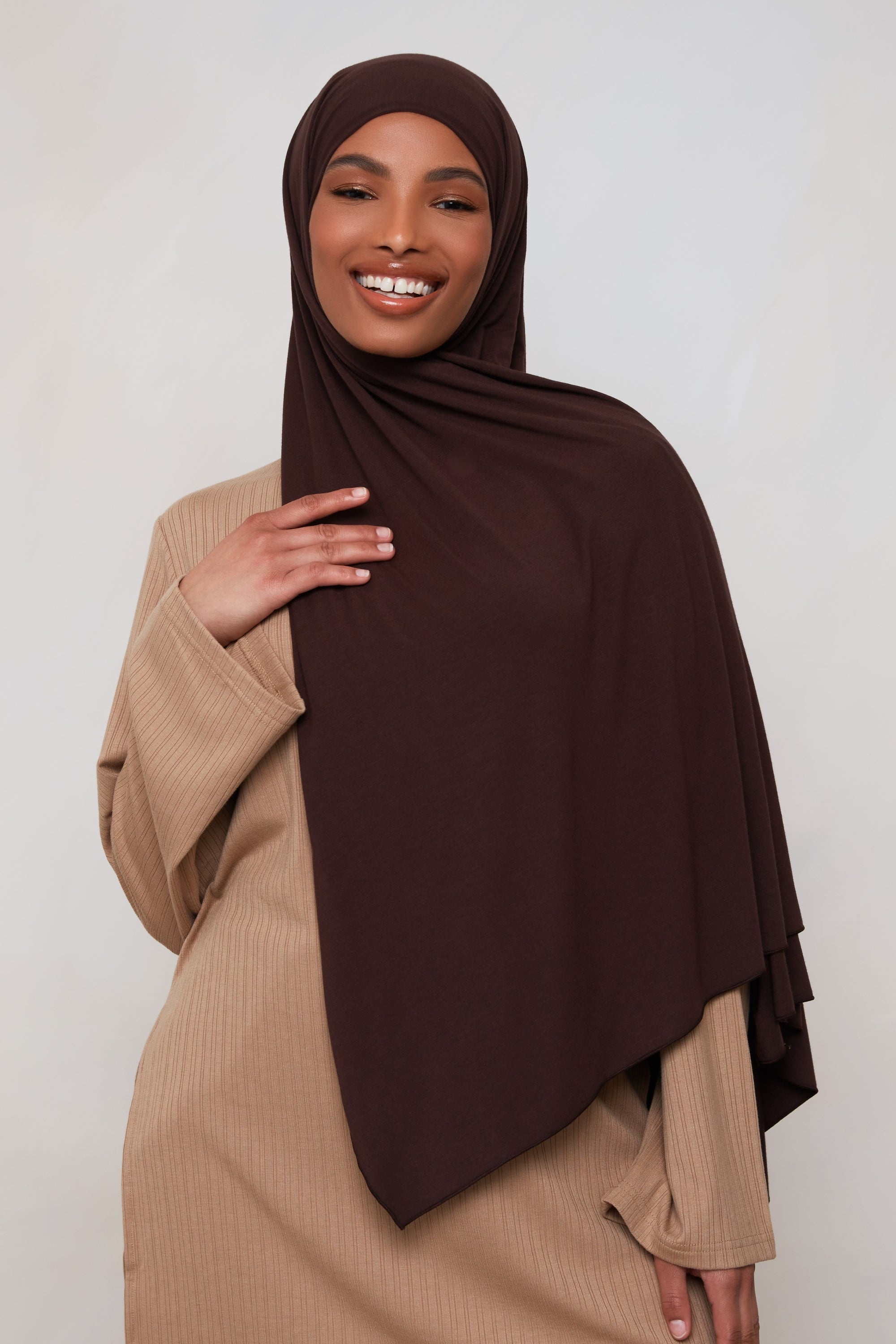Hijab en Jersey de Bambou - Prune Chocolat Hijabs Modeen