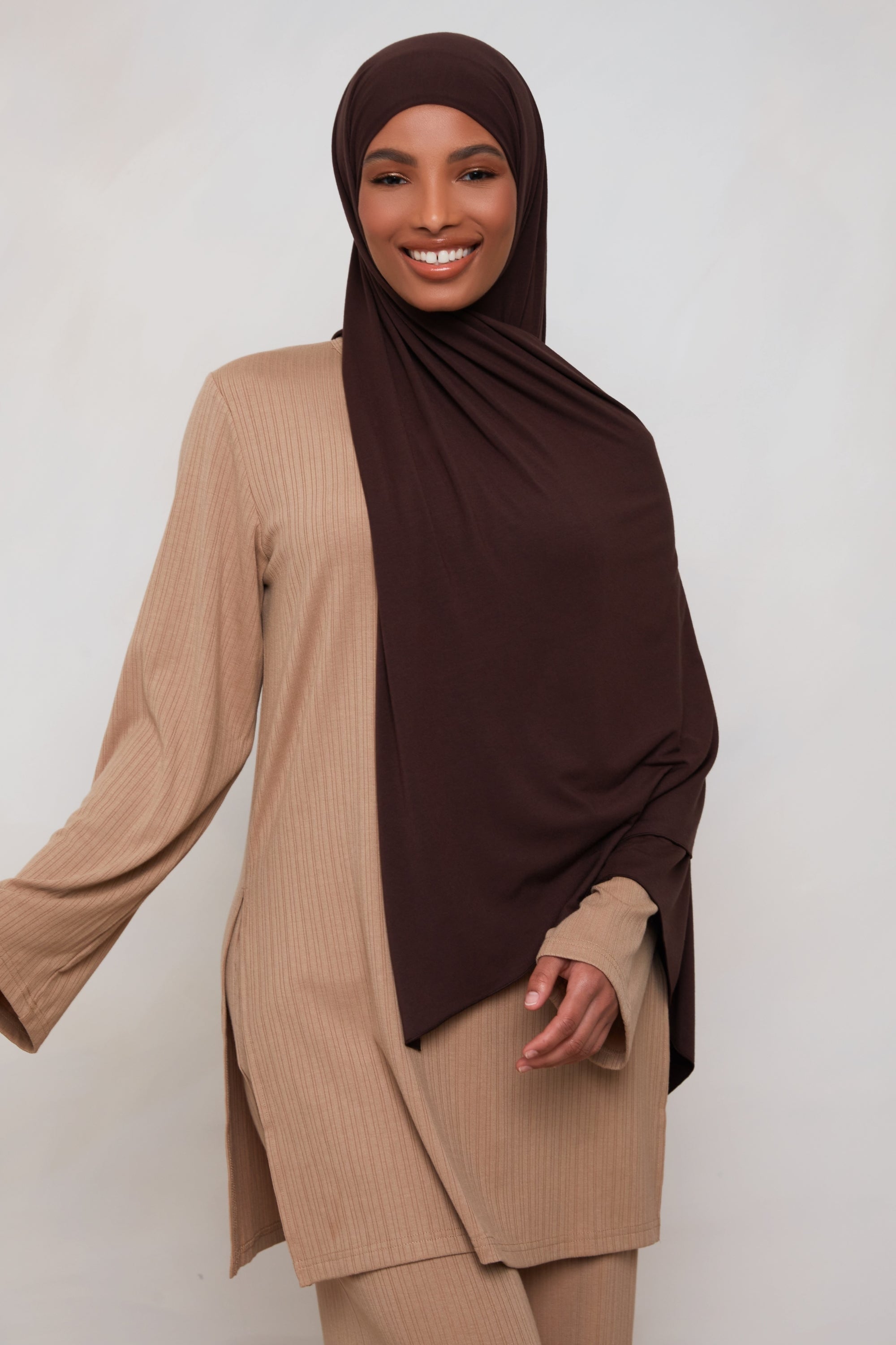 Hijab en Jersey de Bambou - Prune Chocolat Hijabs Modeen