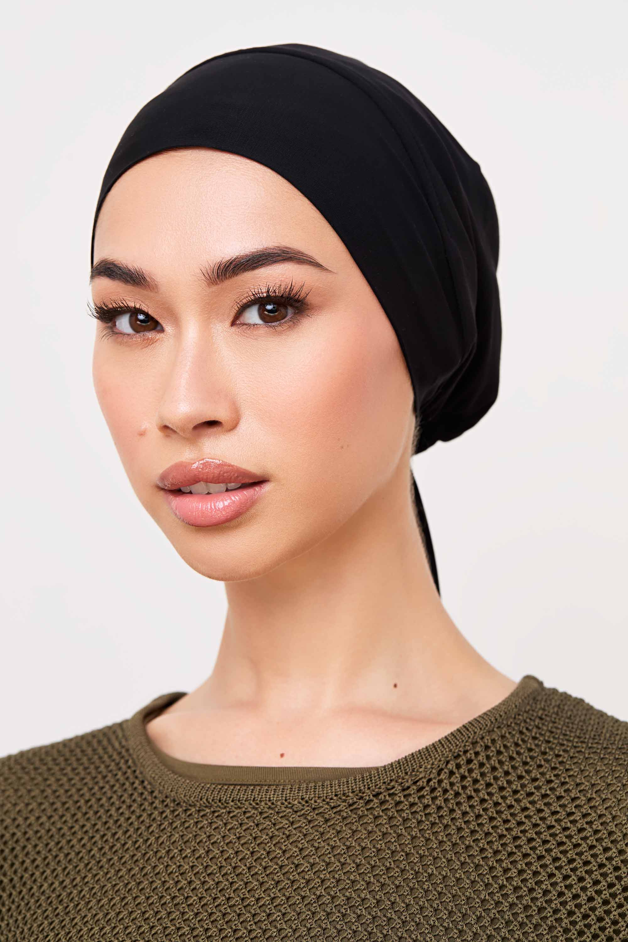 Bonnet Sous-Hijab à Nouer Doublé Soie en Jersey de Bambou - Noir Accessoires Modeen