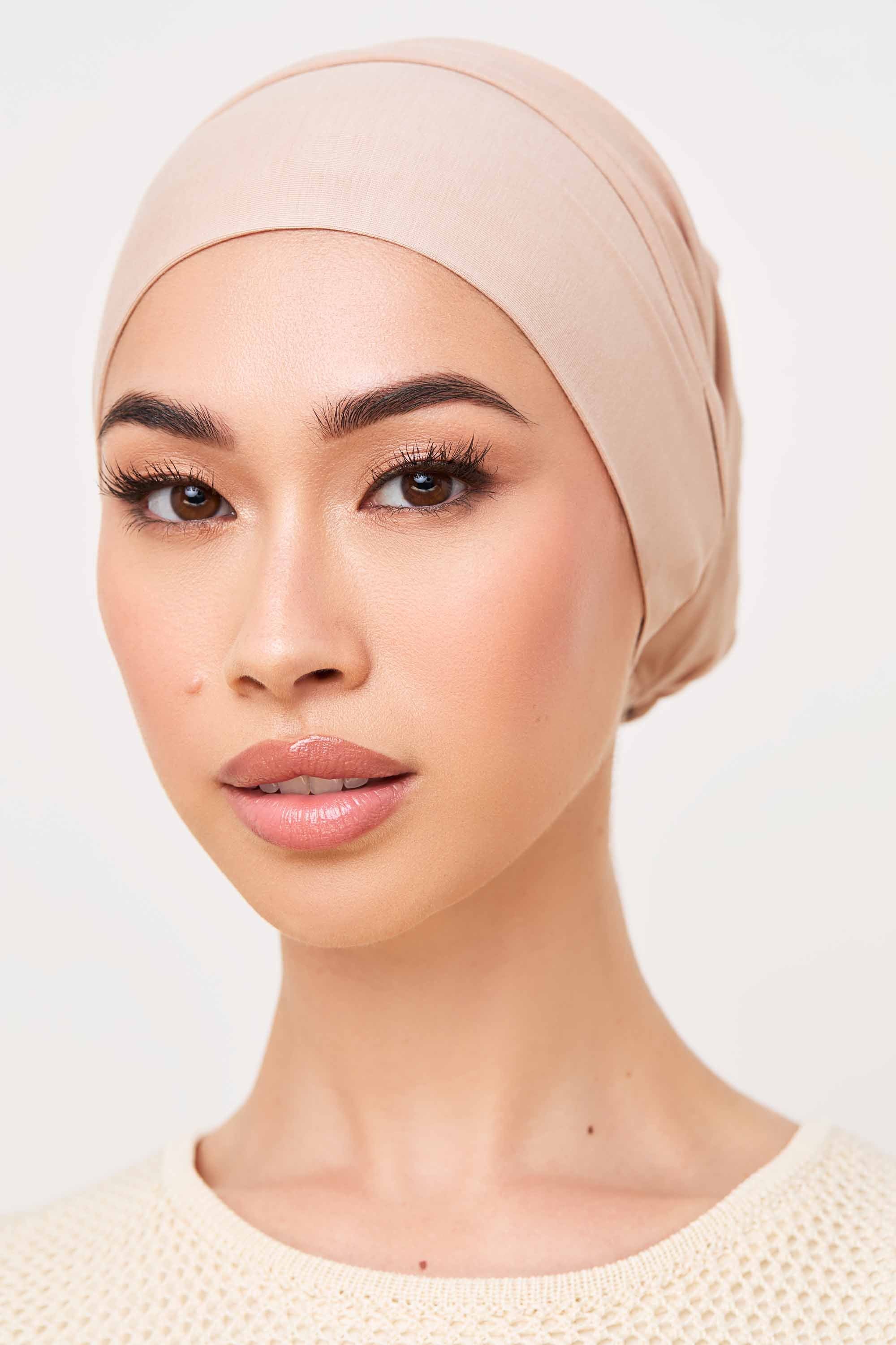 Bonnet Sous-Hijab à Nouer Doublé Soie en Jersey de Bambou - Taupe Clair Accessoires Modeen
