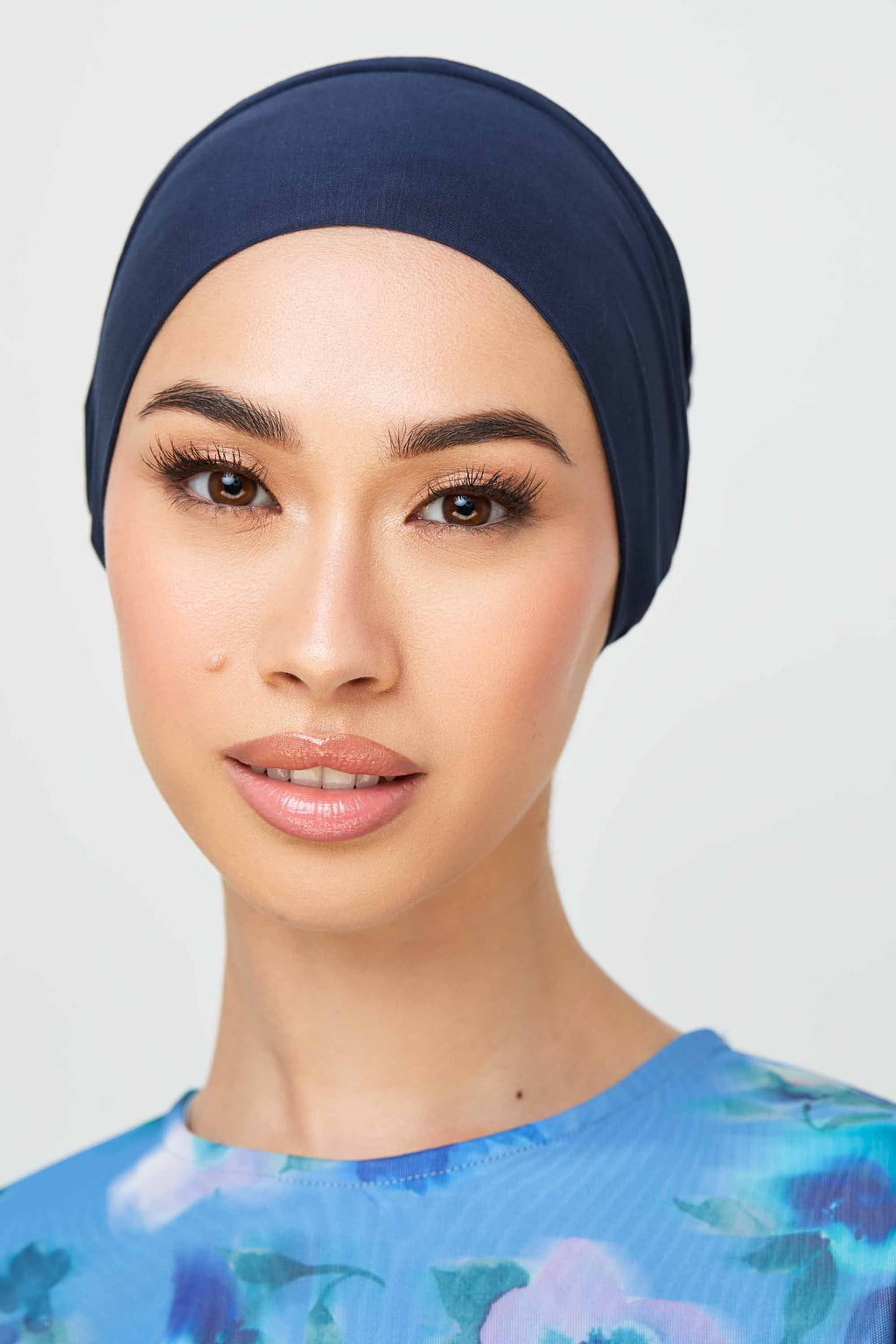 Bonnet Sous-Hijab à Nouer Doublé Soie en Jersey de Bambou - Marine Accessoires Modeen