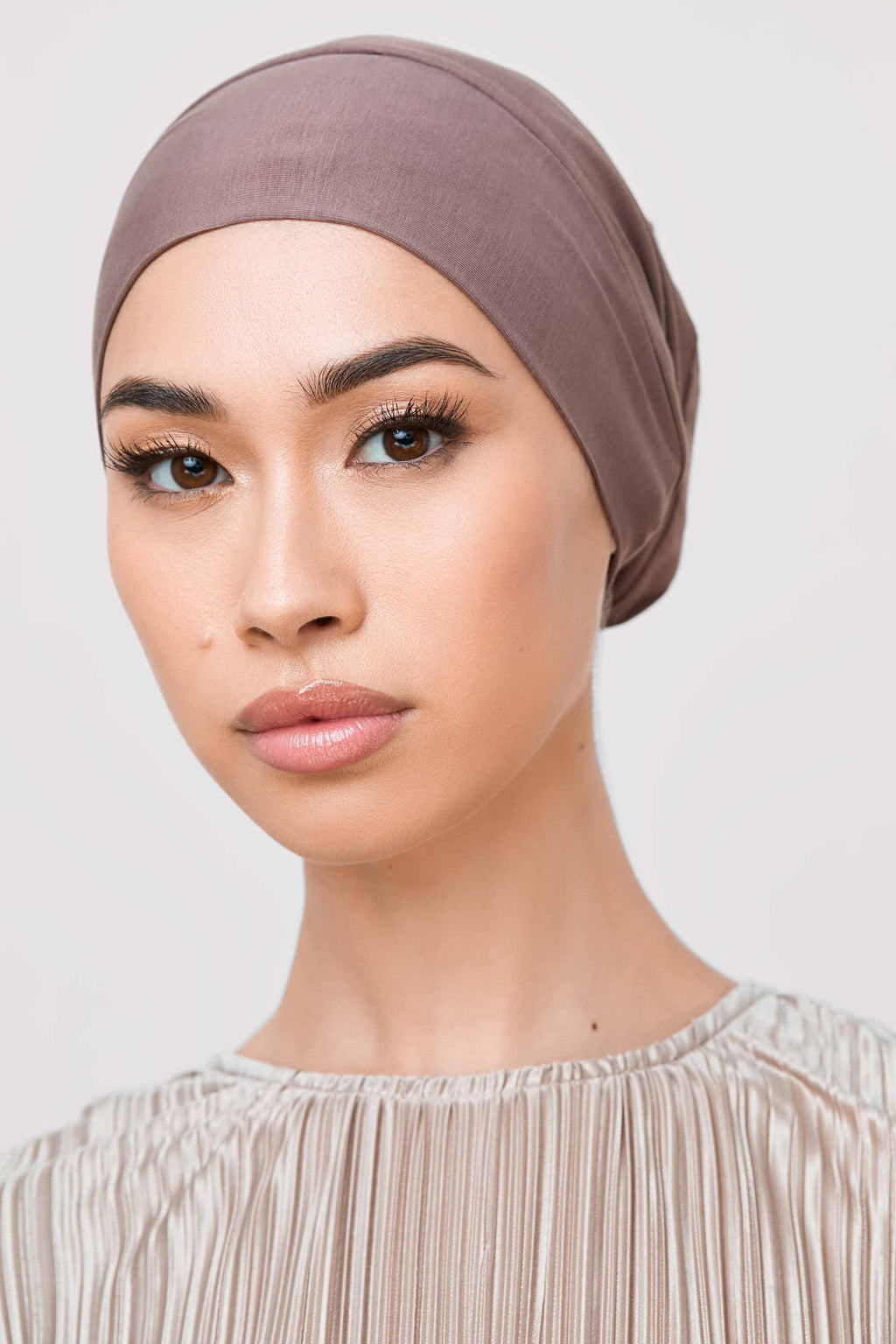 Bonnet Sous-Hijab à Nouer Doublé Soie en Jersey de Bambou - Poivre Accessoires Modeen