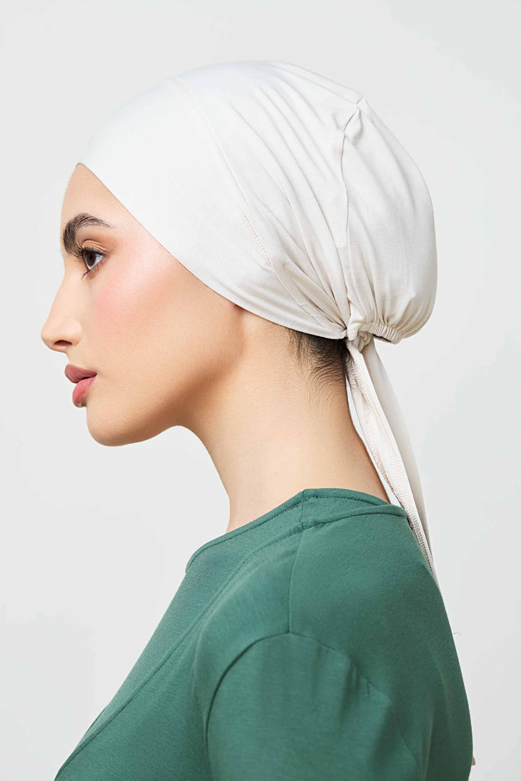 Bonnet Sous-Hijab à Nouer Doublé Soie en Jersey de Bambou - Nuage Argenté Accessoires Modeen