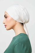 Bonnet Sous-Hijab à Nouer Doublé Soie en Jersey de Bambou - Nuage Argenté Accessoires Modeen