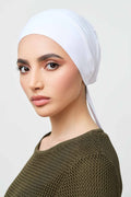 Bonnet Sous-Hijab à Nouer Doublé Soie en Jersey de Bambou - Blanc Accessoires Modeen