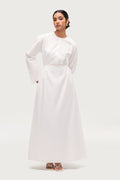 Robe Longue Boutonnée en Coton Mélangé - Blanc Robes Modeen