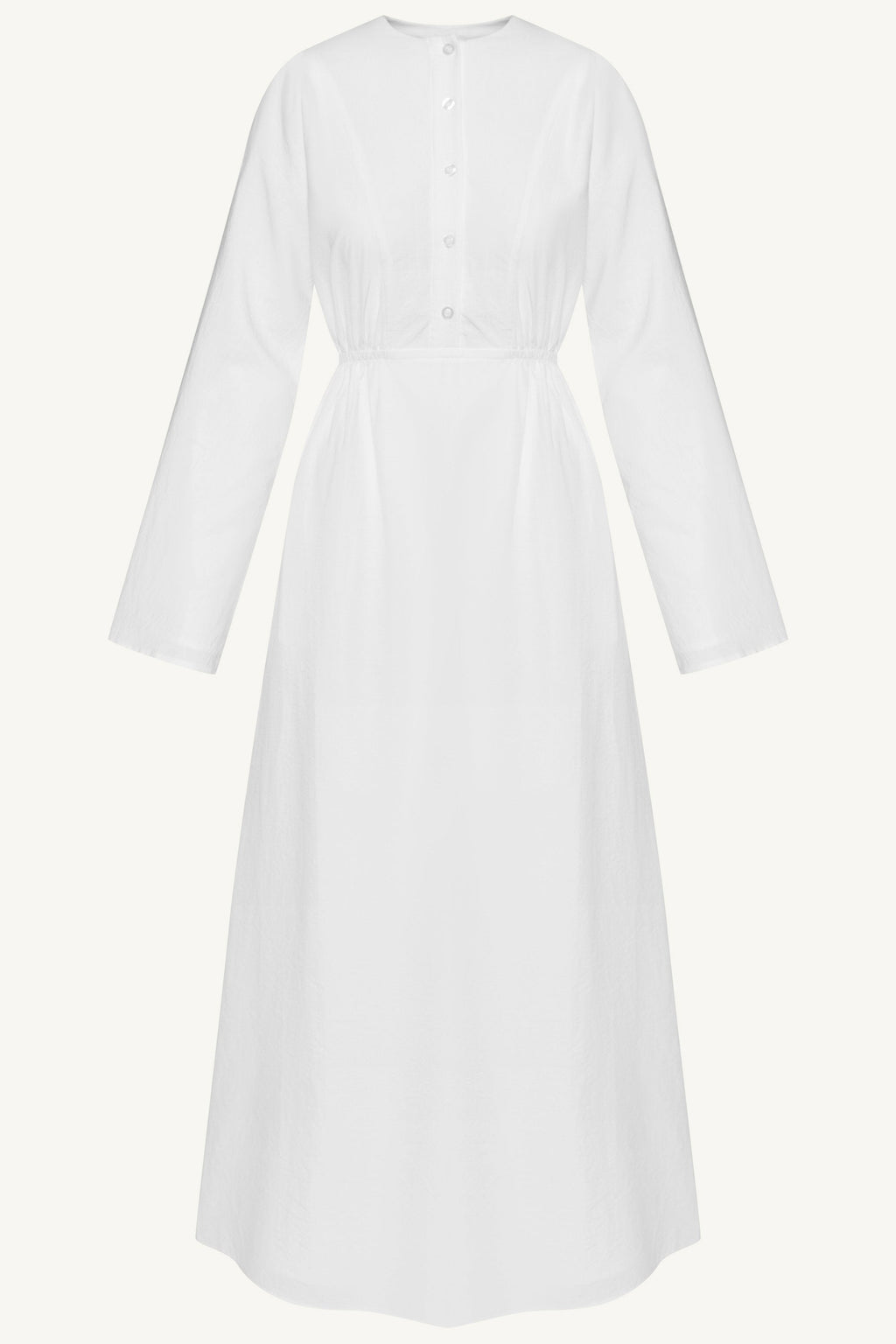 Robe Longue Boutonnée en Coton Mélangé - Blanc Robes Modeen