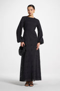 Robe Longue en Broderie Anglaise de Coton - Noir Robes Modeen