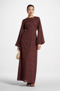 Robe Longue en Broderie Anglaise de Coton - Marron Robes Modeen