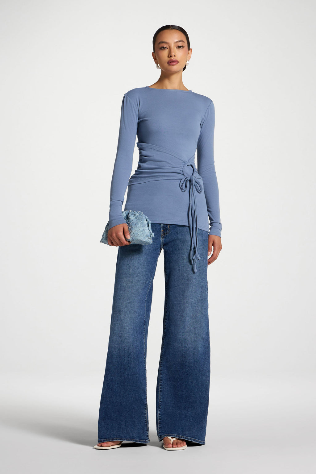 Haut en Coton à Nouer sur le Côté - Denim Hauts Modeen