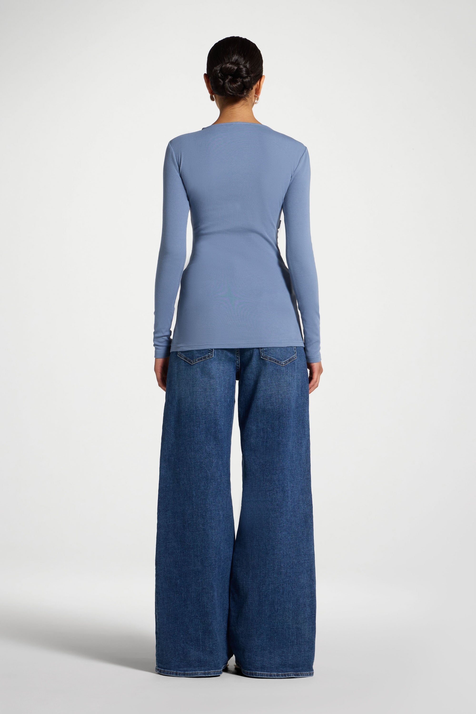 Haut en Coton à Nouer sur le Côté - Denim Hauts Modeen