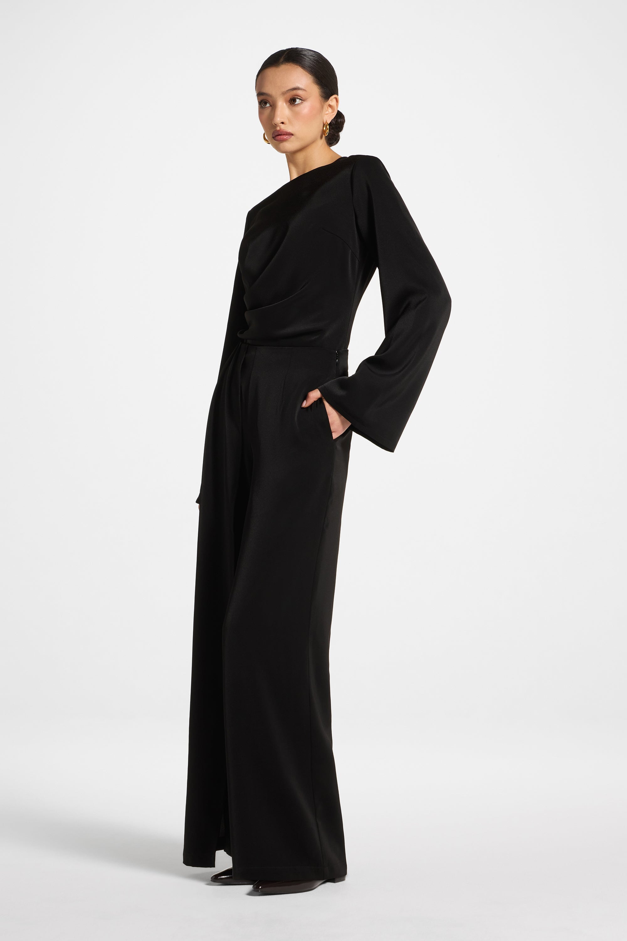 Pantalon Drapé Asymétrique - Noir Abayas Modeen