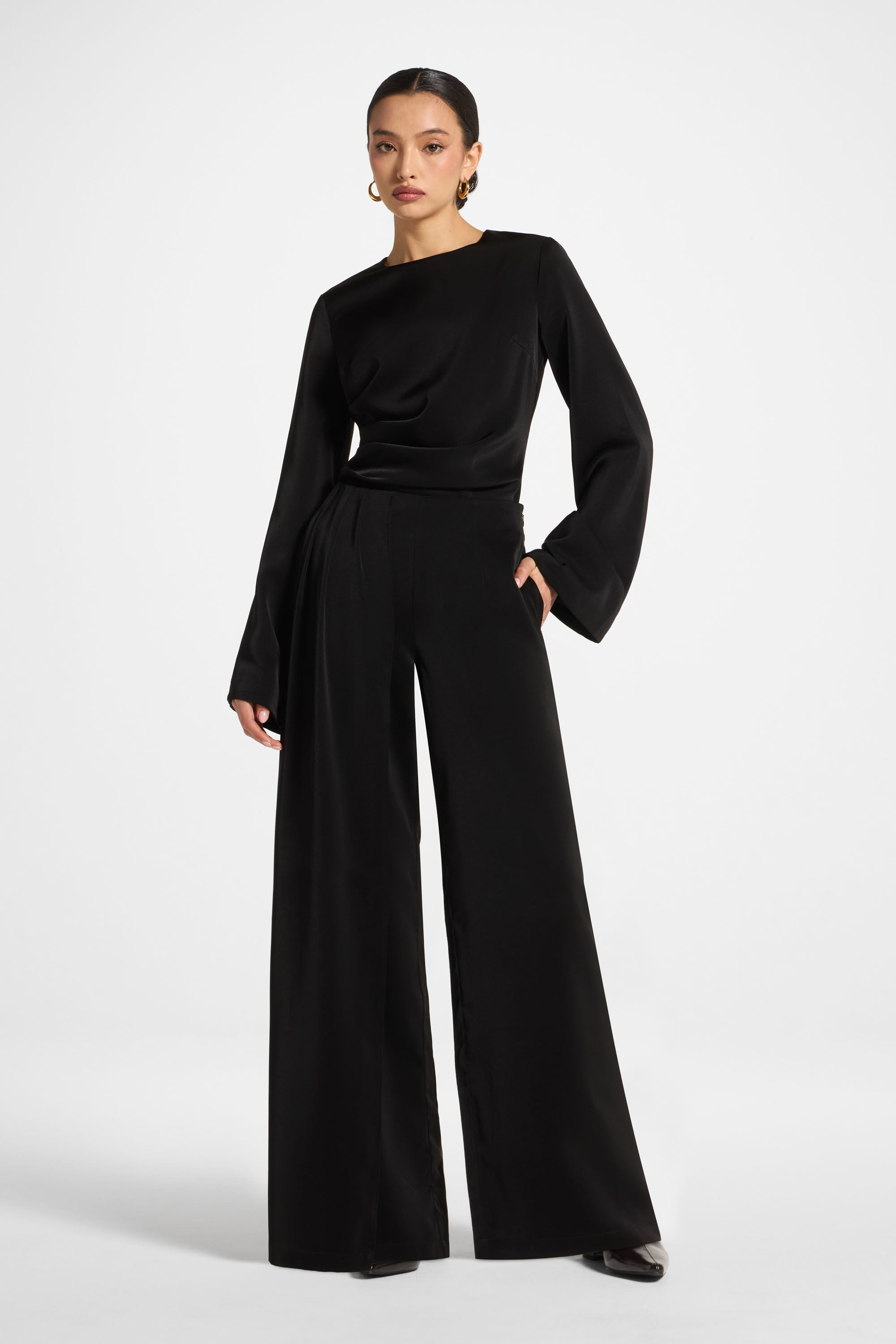 Pantalon Drapé Asymétrique - Noir Abayas Modeen