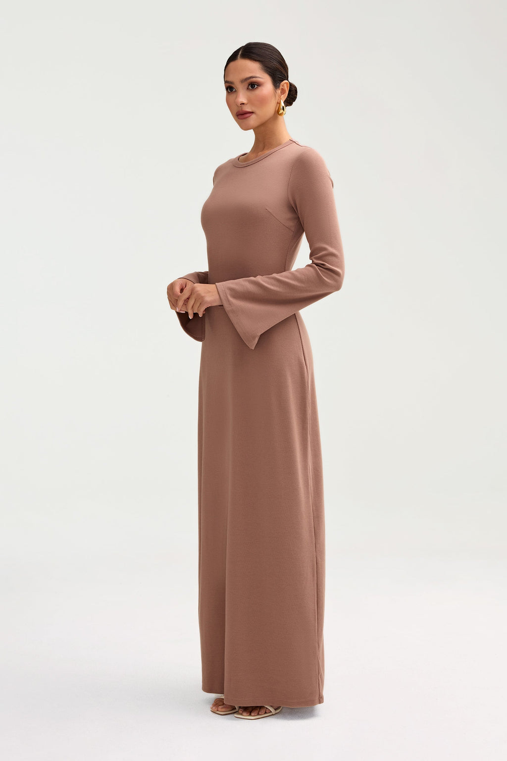 Ella Robe Longue Côtelée à Poignets Fendus - Brownie Robes Modeen