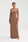 Ella Robe Longue Côtelée à Poignets Fendus - Brownie Robes Modeen
