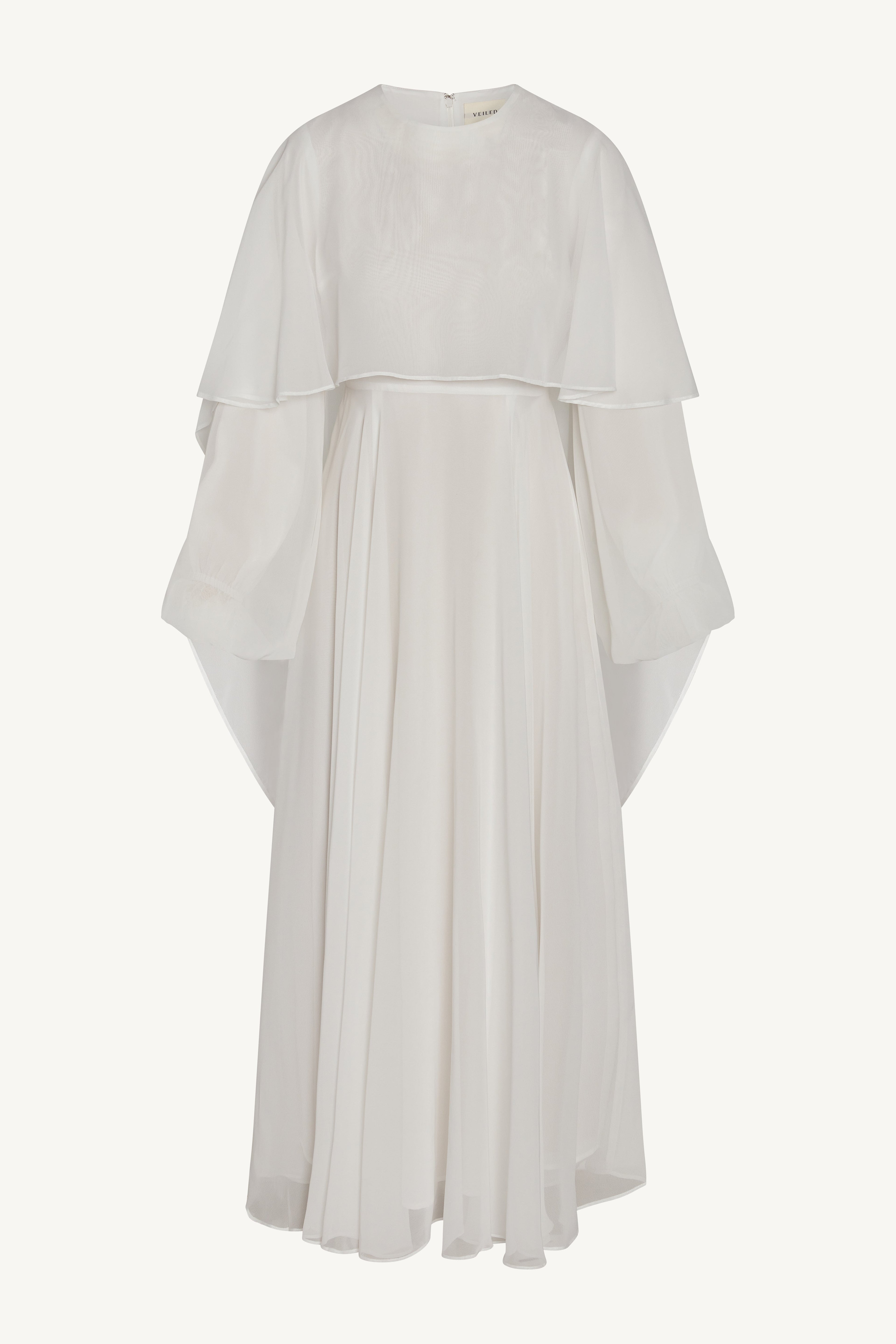 Falak Robe Longue Drapée en Mousseline - Blanc Robes Modeen