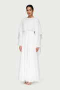 Falak Robe Longue Drapée en Mousseline - Blanc Robes Modeen