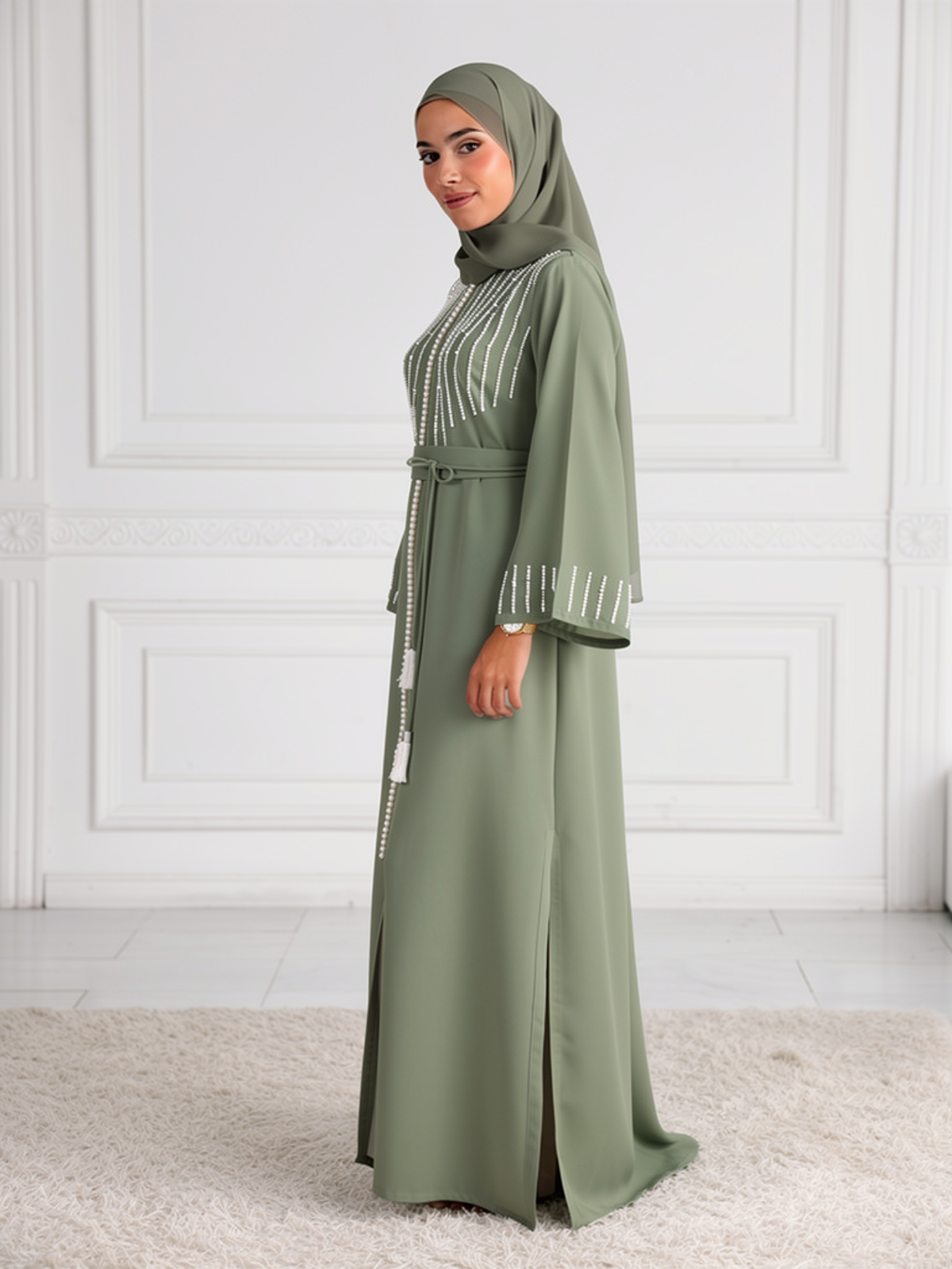 Caftan Inès Sauge — vue trois-quarts